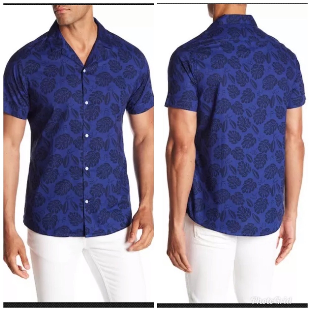 NWT Slate & Stone Leaf Print Button Shirt XL